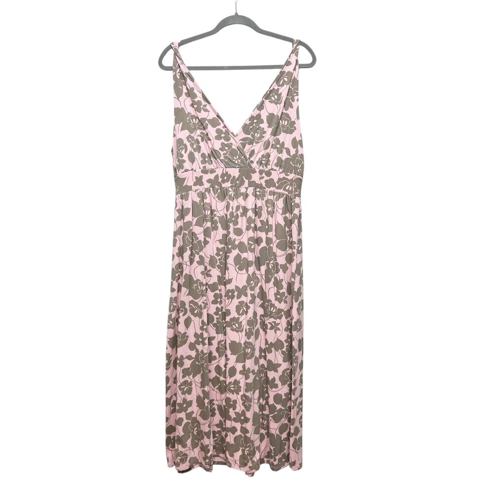 Garnet Hill Floral Babydoll Midi Dress Womens Large Stretch Fairy Cottagecore - Picture 2 of 15